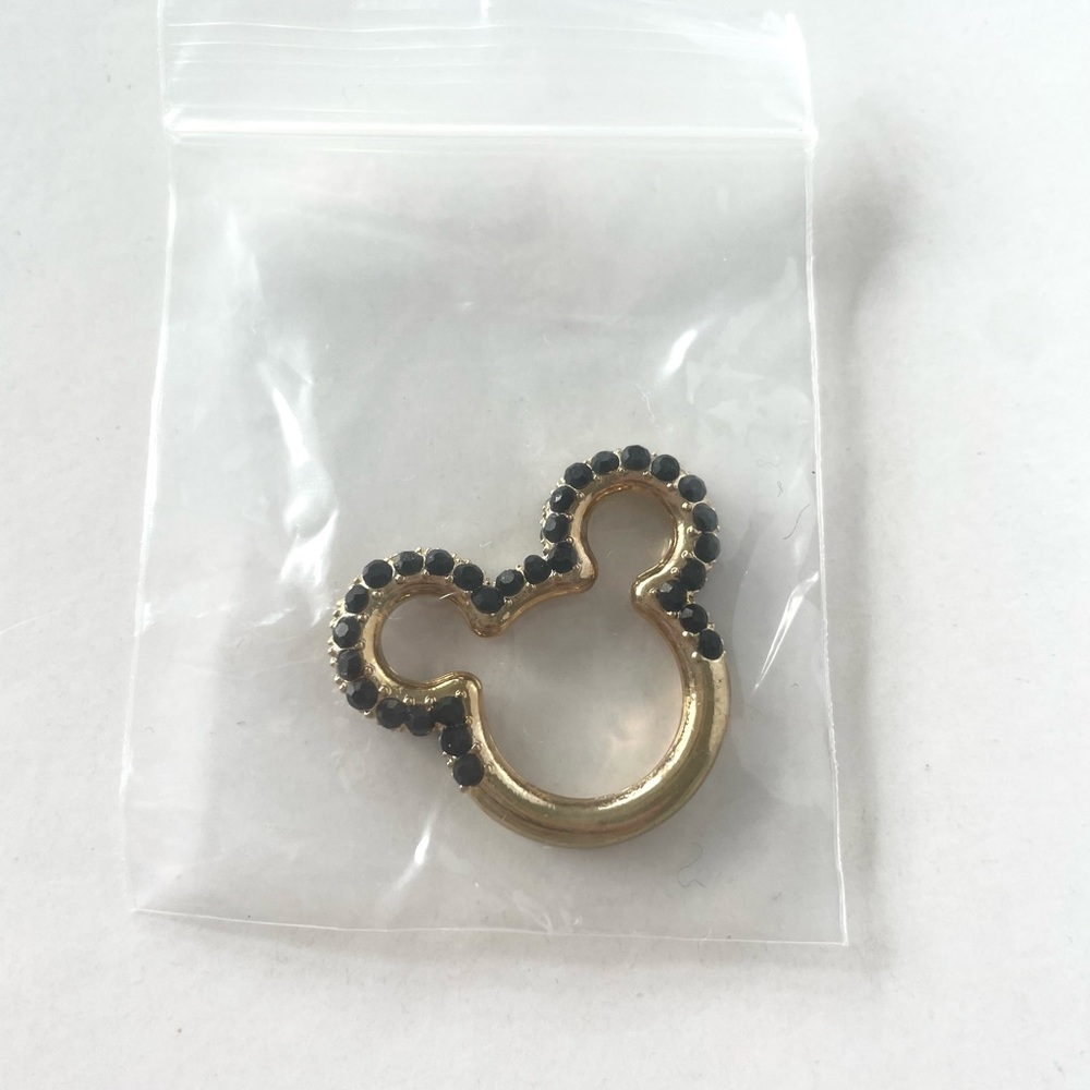 NWOT Disney Mickey Mouse Head Charm Brass & Black Gem Jewelry Accessory Necklace - Picture 3 of 3